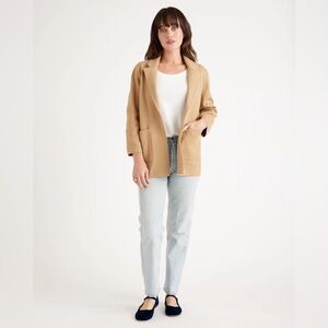 Quince 100% Organic Cotton Knit Blazer in Camel Tan S